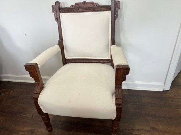 Image for Antique Eastlake Style Walnut Carved Parlor Chair