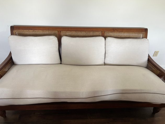 Image for Late 20th Century Mahogany Framed Bergere Sofa with Double Cane Worked Back and Arms