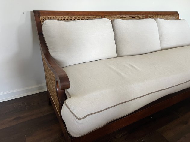 Image for Late 20th Century Mahogany Framed Bergere Sofa with Double Cane Worked Back and Arms