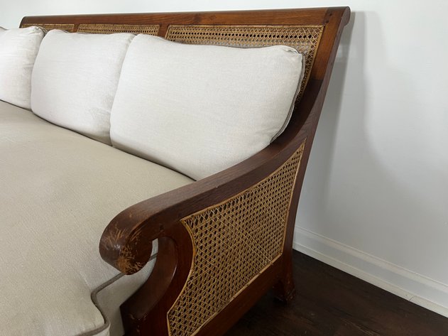 Image for Late 20th Century Mahogany Framed Bergere Sofa with Double Cane Worked Back and Arms