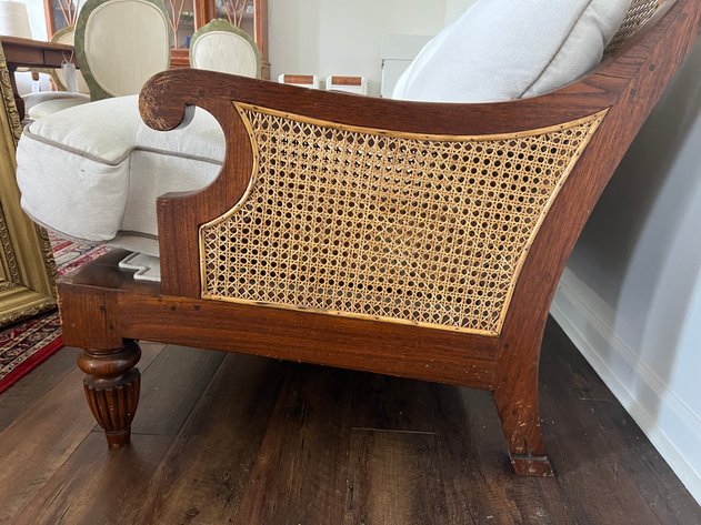 Image for Late 20th Century Mahogany Framed Bergere Sofa with Double Cane Worked Back and Arms