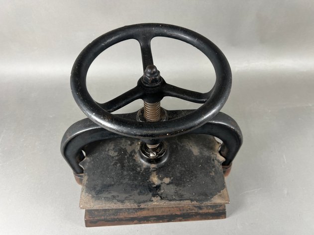 Image for Victorian Antique Cast Iron Bookbinder/Book Press with Spoked Wheel
