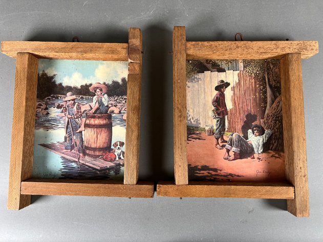 Image for (2) Primitive Style Wooden Framed Wall Art