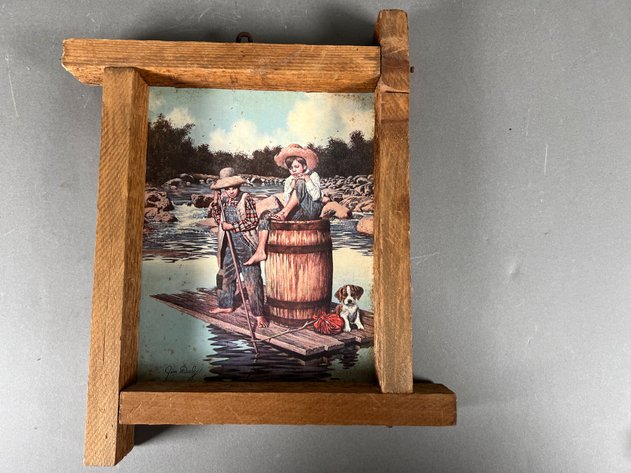 Image for (2) Primitive Style Wooden Framed Wall Art