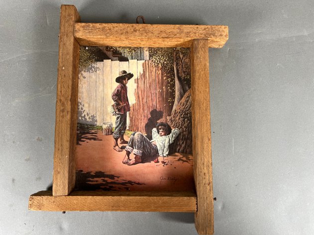 Image for (2) Primitive Style Wooden Framed Wall Art
