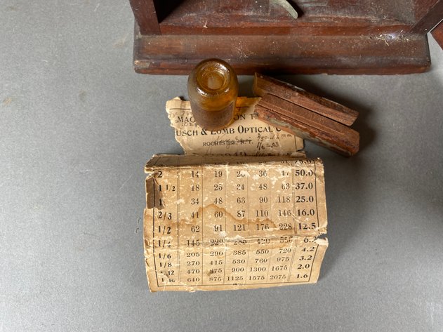 Image for Antique Brass Bausch and Lomb Physicians Microscope in Mahogony Case