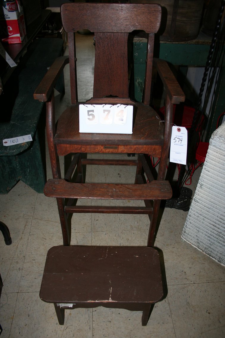 Image for Oak High Chair / Foot Stool