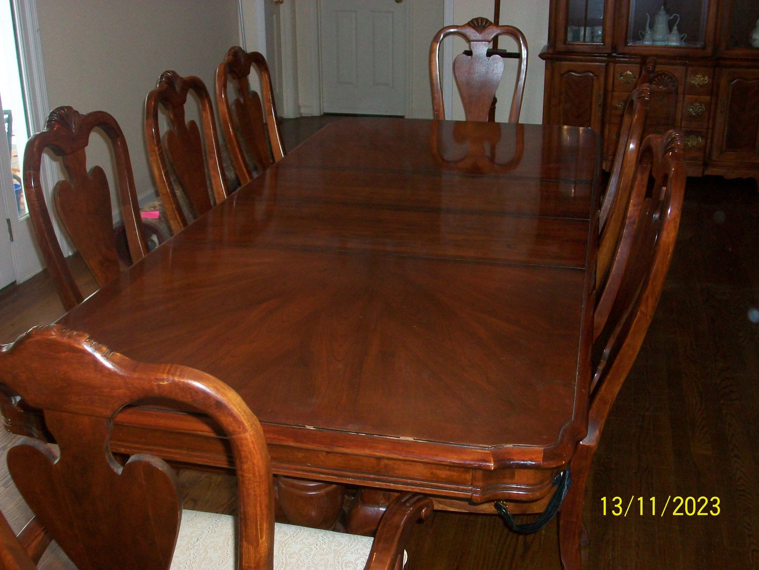 Image for Cherry dining table with 8 chairs; 96