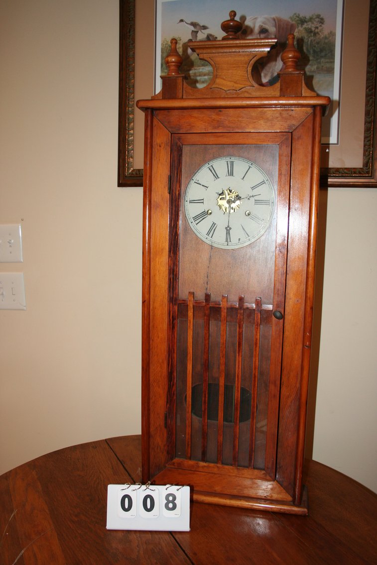 Image for Antique Wood Case Clock Brass Movement 42 1/2