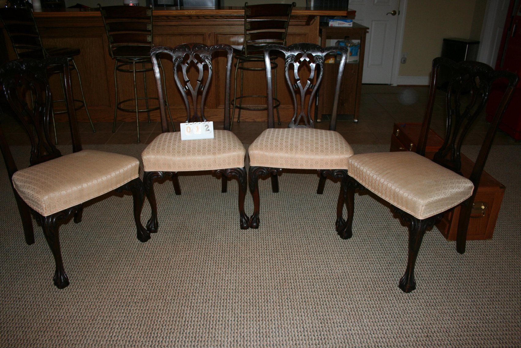 Image for Antique Chippendale Style Chairs Hand Carved - Excellent Condtion