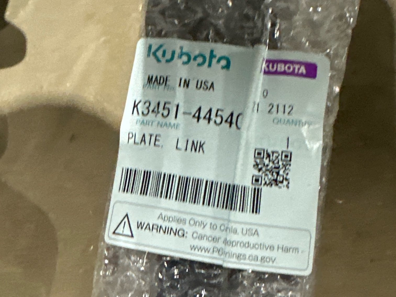 Image for New Kubota Deck Lift Shaft / Linking Plate