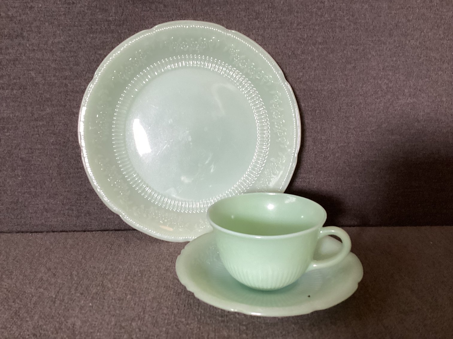 Image for Jadeite “Alice” Plate with Cup and Saucer