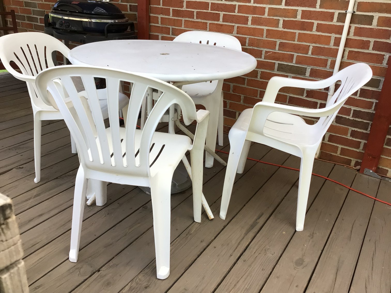 Image for Patio Table and 4 Plastic Chairs