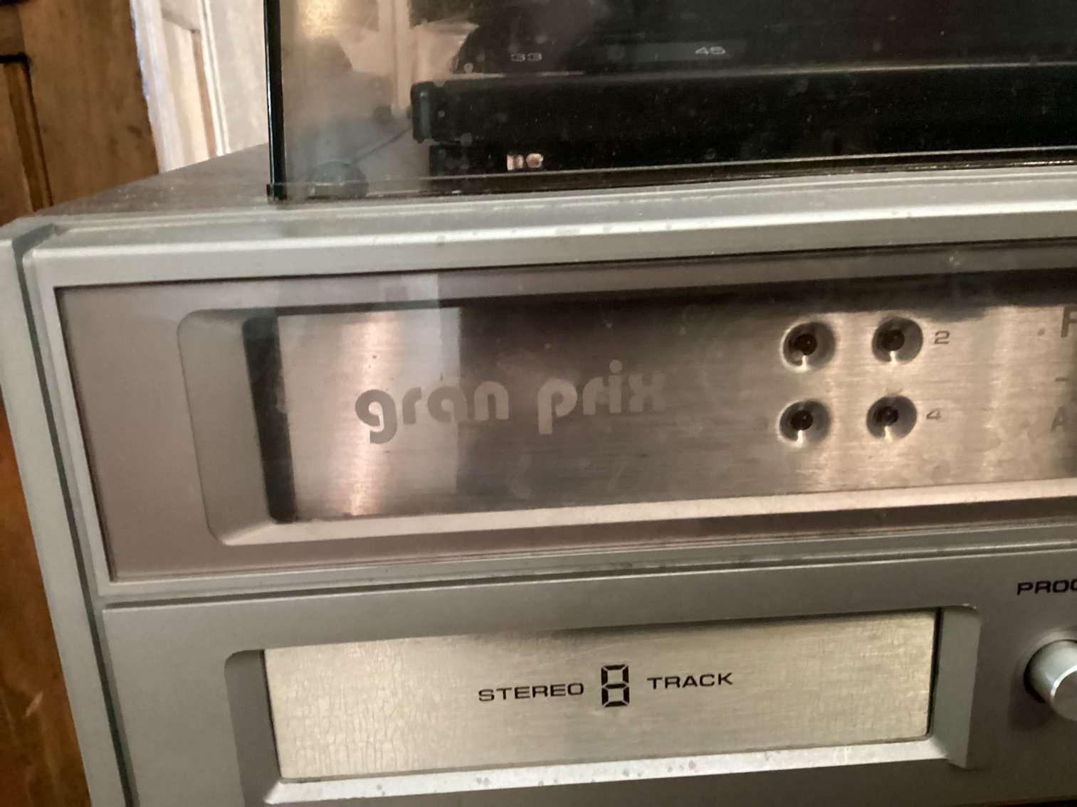 Image for Stereo with 8 track tape player, record player.