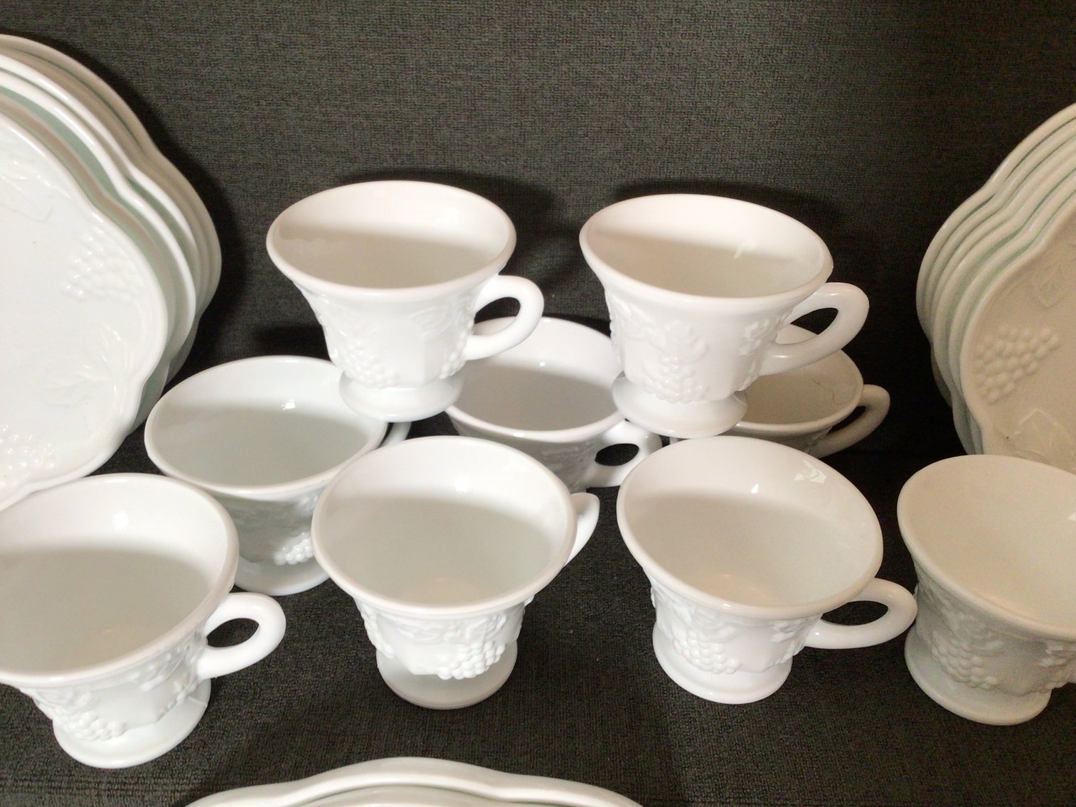 Image for White Milk Glass Snack Sets