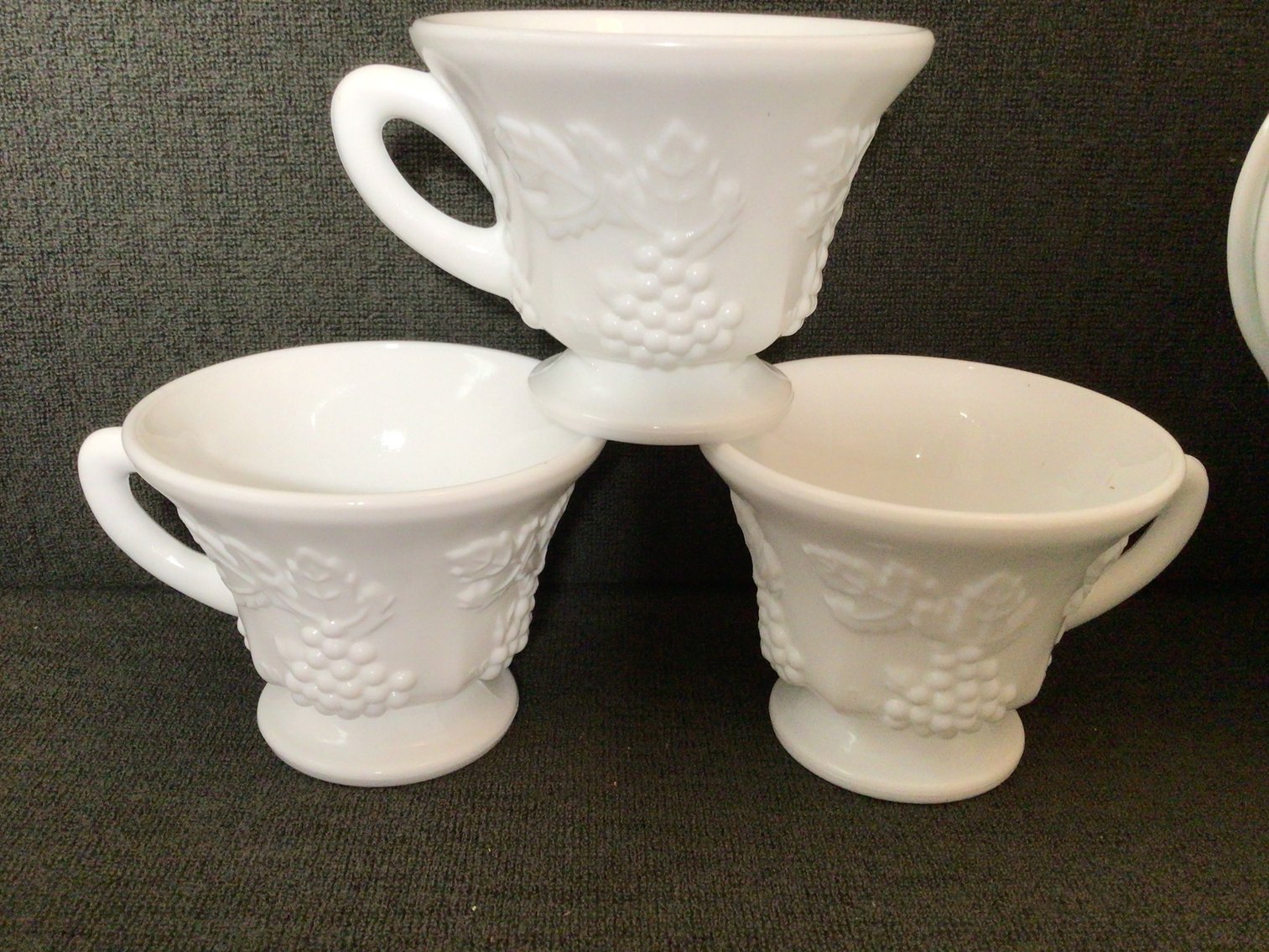 Image for White Milk Glass Snack Sets