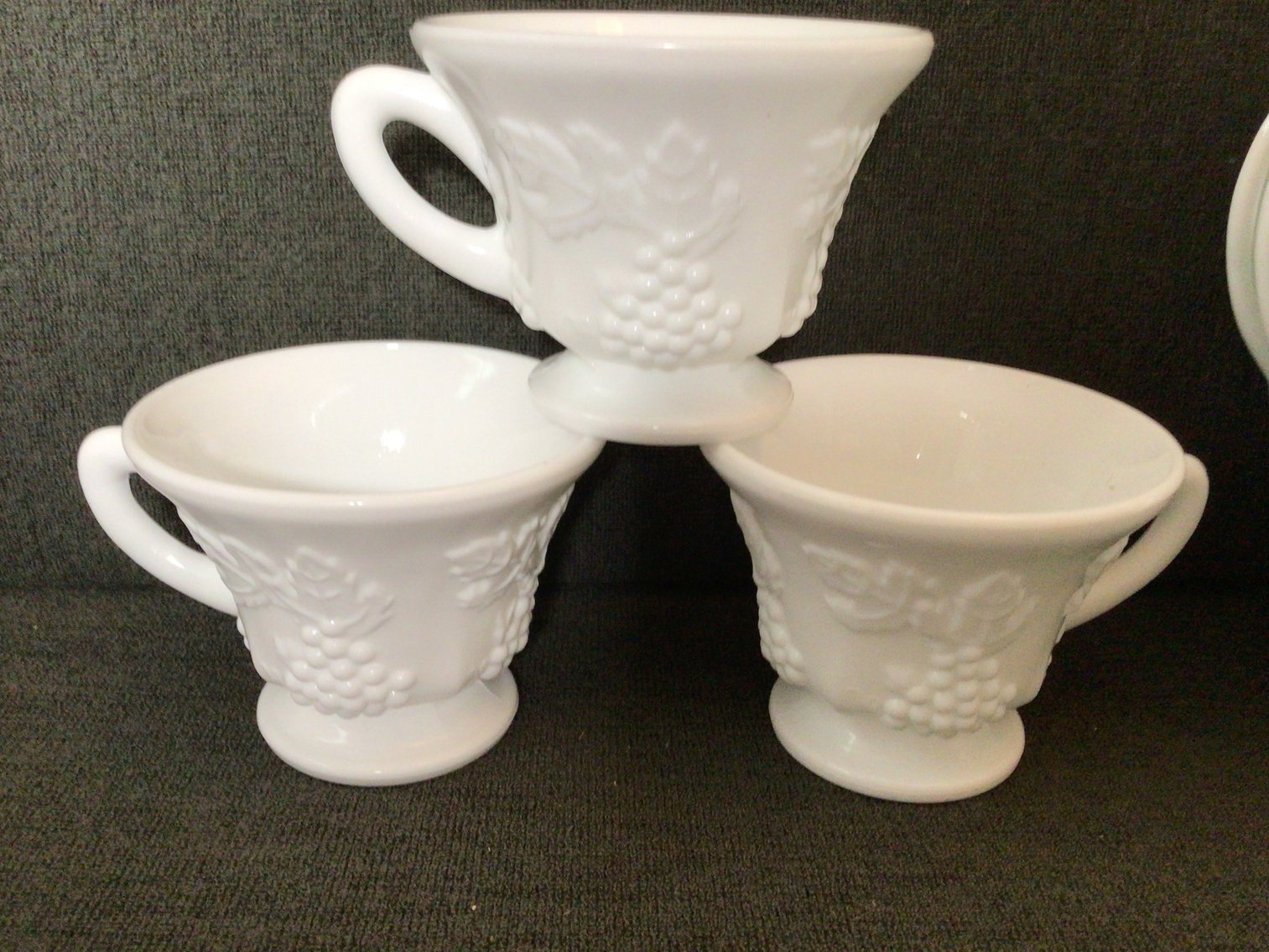 Image for White Milk Glass Snack Sets