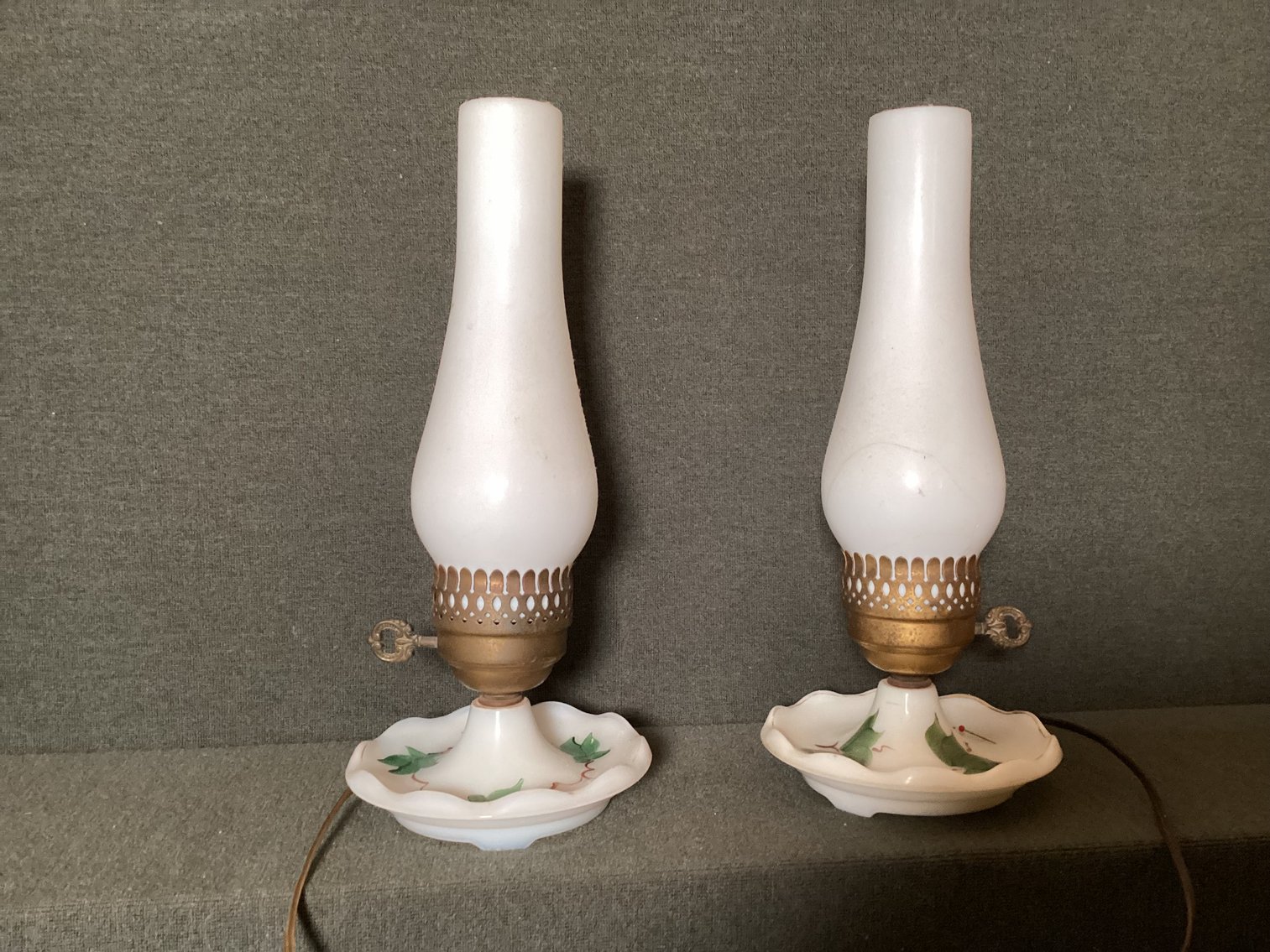 Image for Milk Glass Dresser Lamps