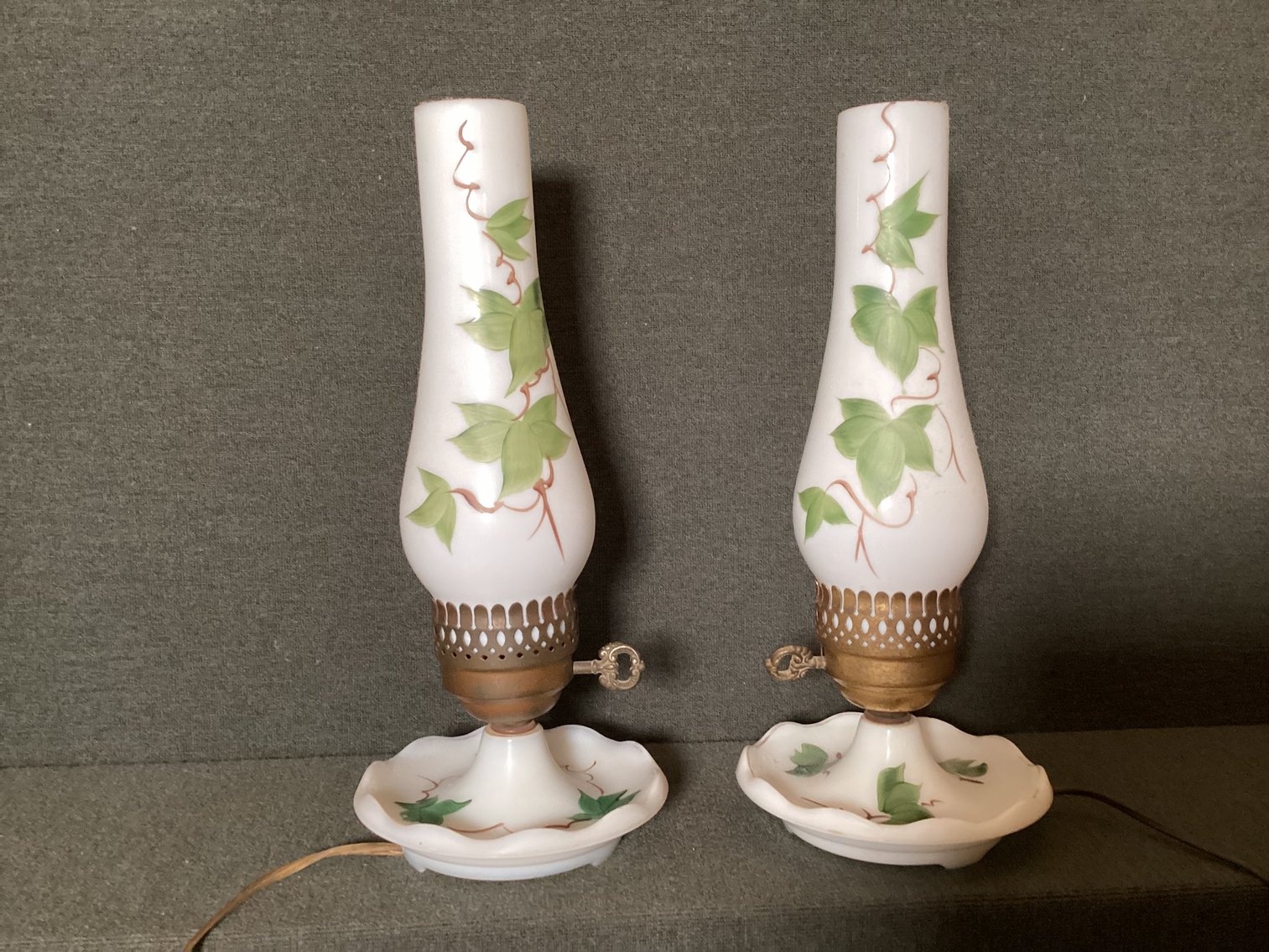 Image for Milk Glass Dresser Lamps
