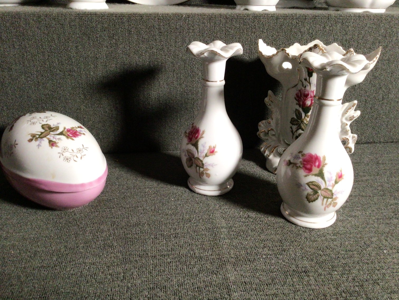 Image for Moss Rose Tea set, bud vases.