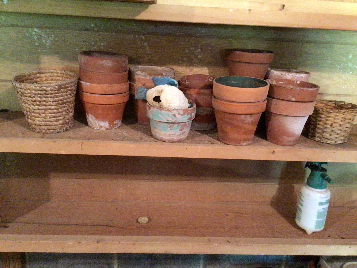 Image for Clay pots, baskets, crackled marbles.