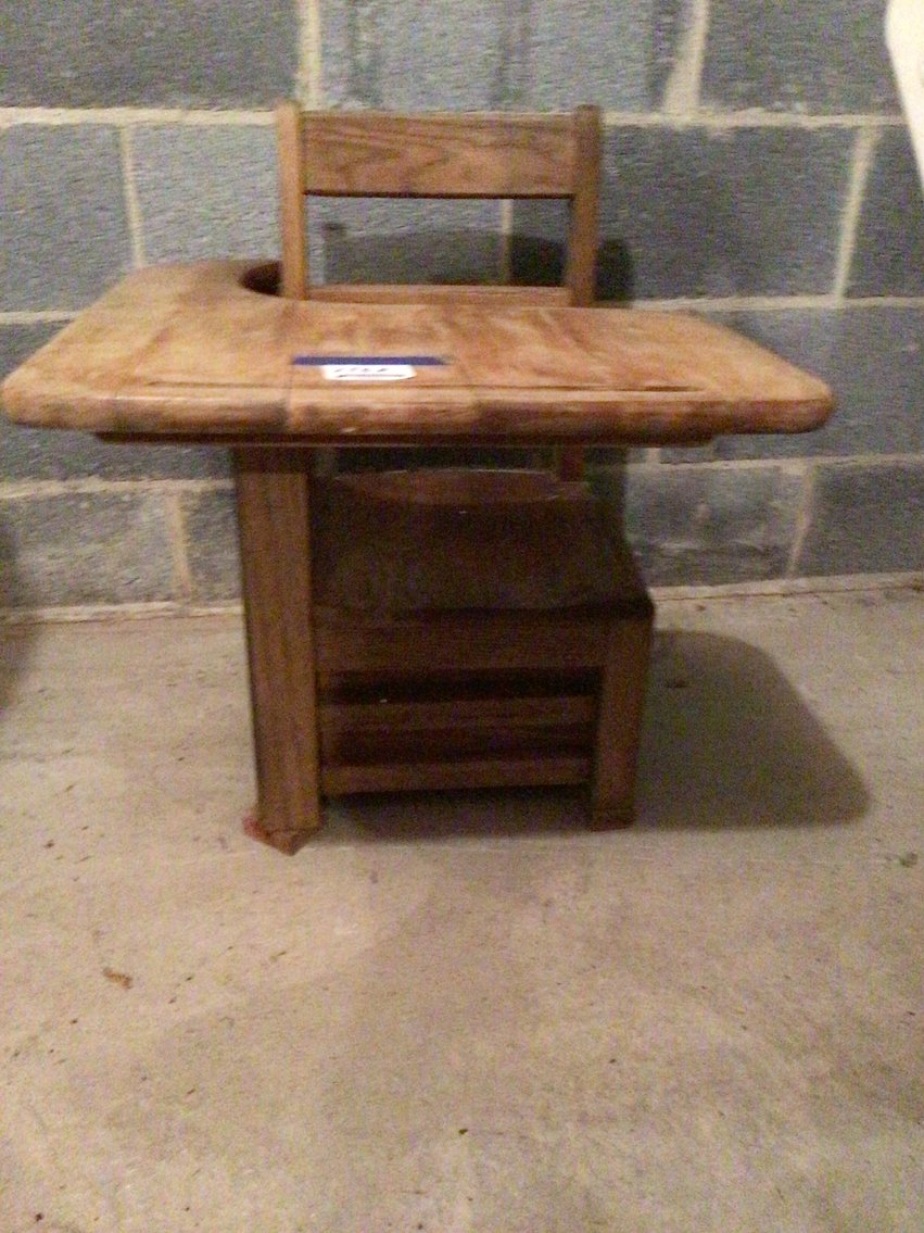 Image for Small child’s desk and infant rocker.