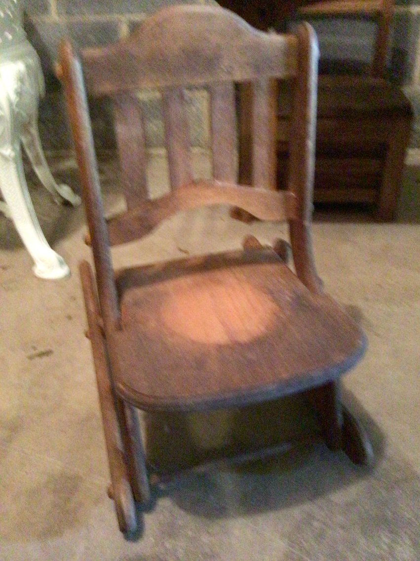 Image for Small child’s desk and infant rocker.