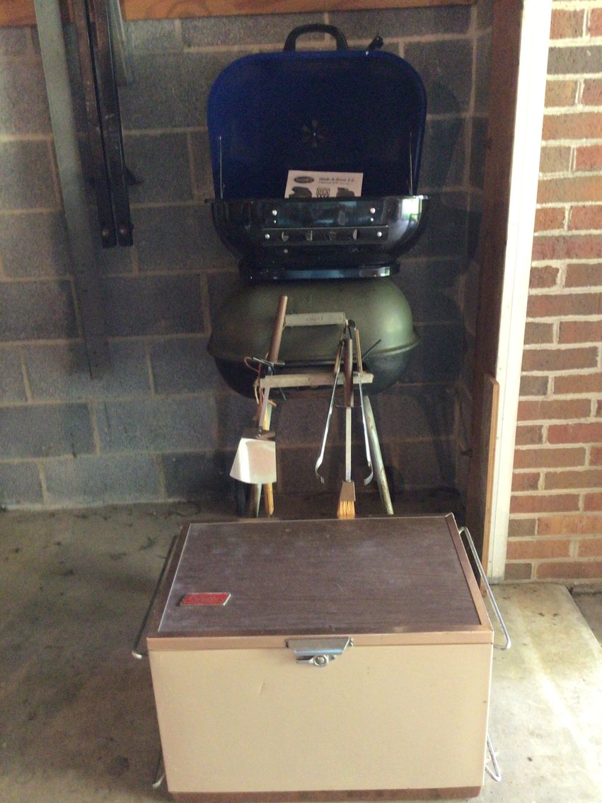 Image for Charcoal grills, one new, never used.  Metal Coleman cooler,