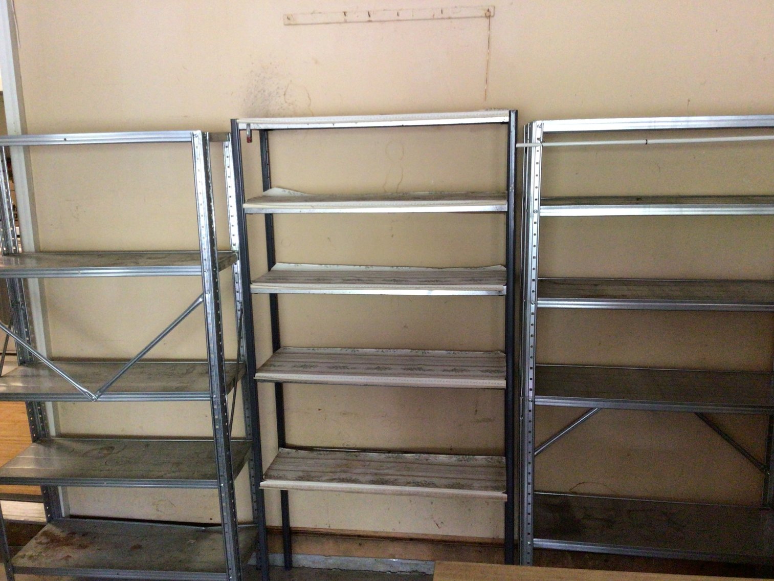 Image for 3 Metal shelving units, fair condition