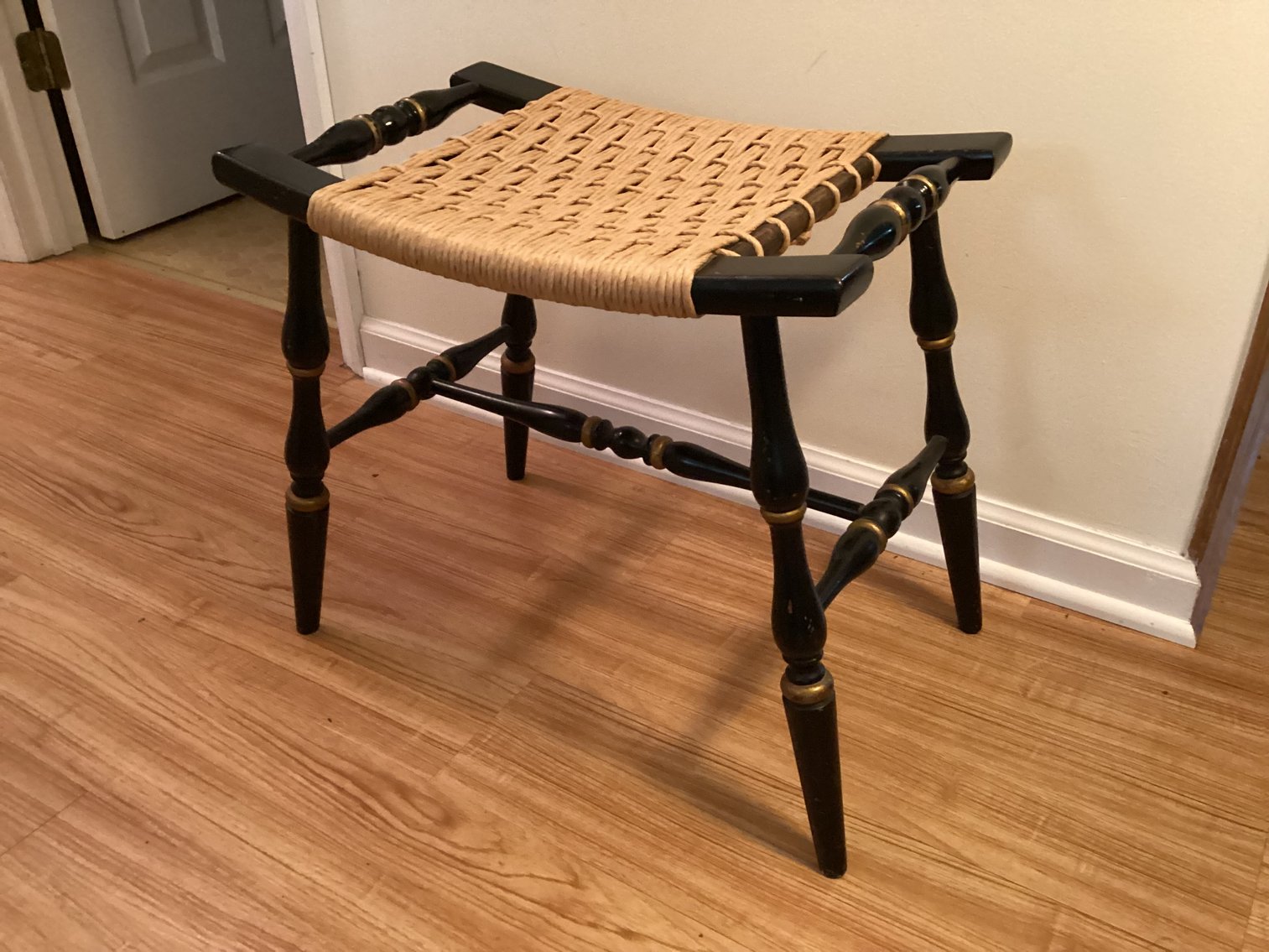 Image for Stool with Black Paint and Gold Decoration