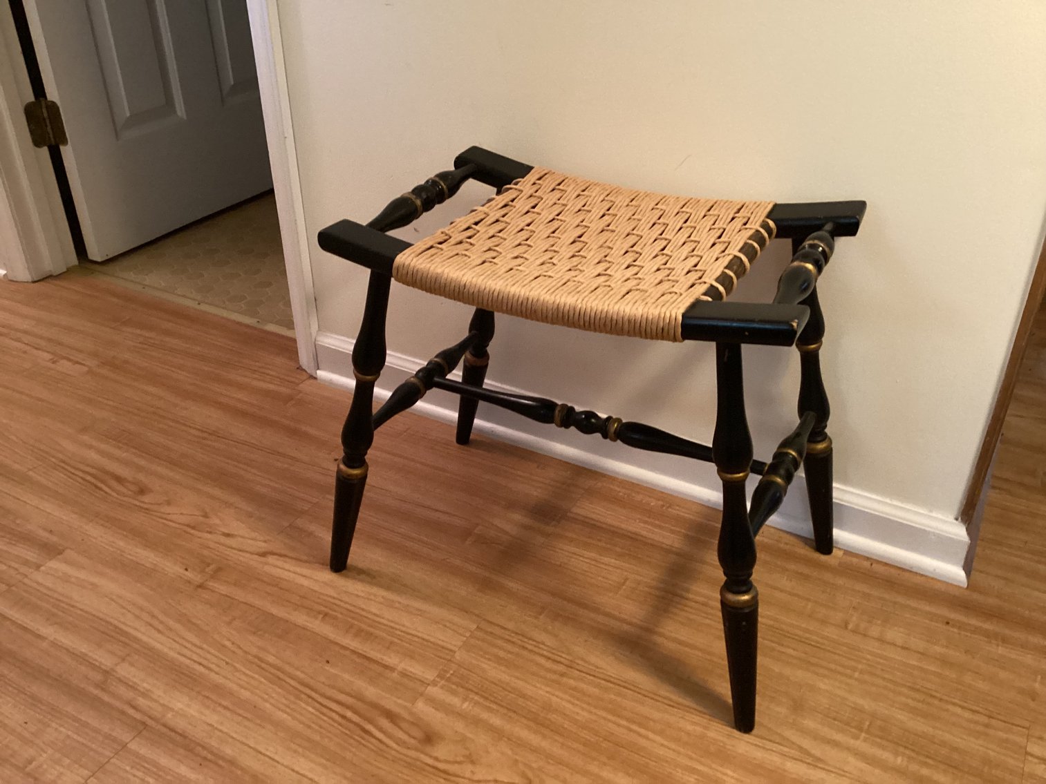Image for Stool with Black Paint and Gold Decoration
