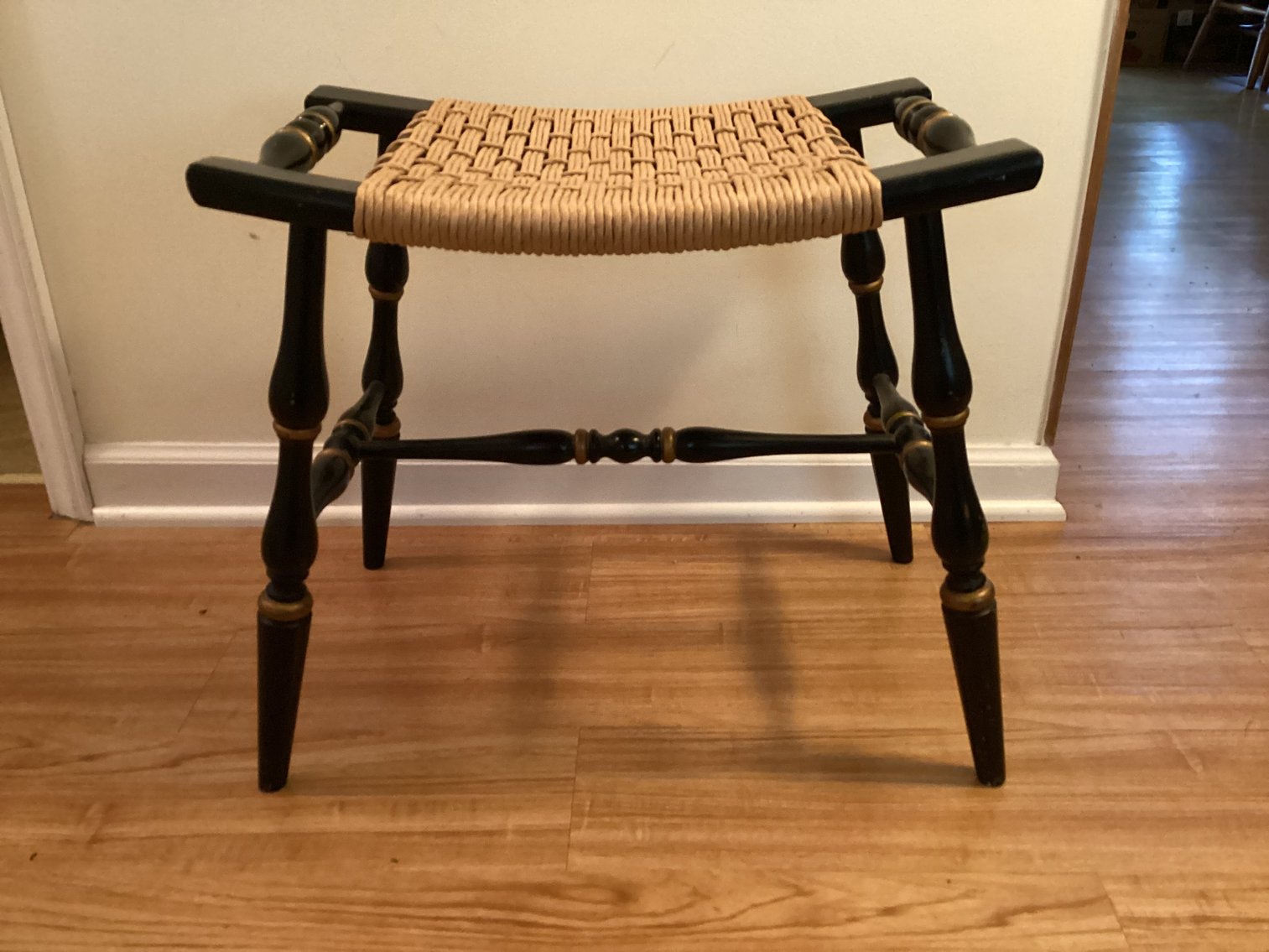 Image for Stool with Black Paint and Gold Decoration