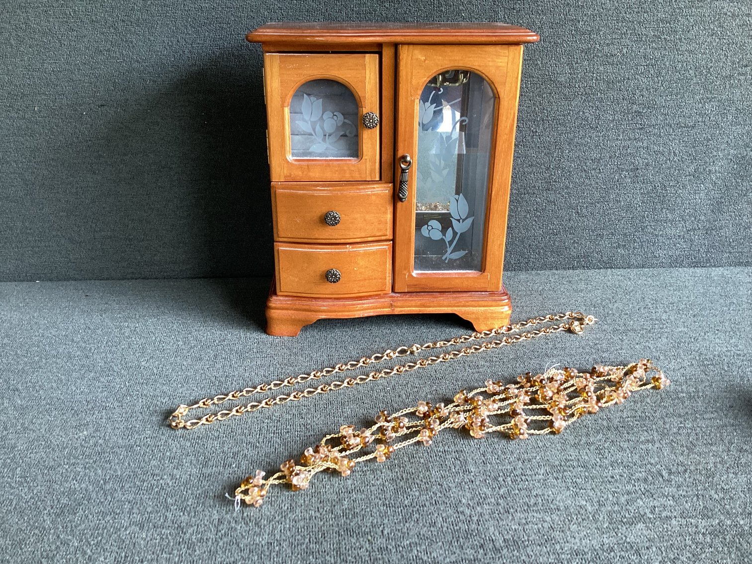 Image for Wooden Jewelry Box with contents