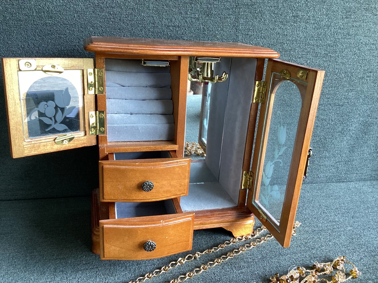 Image for Wooden Jewelry Box with contents