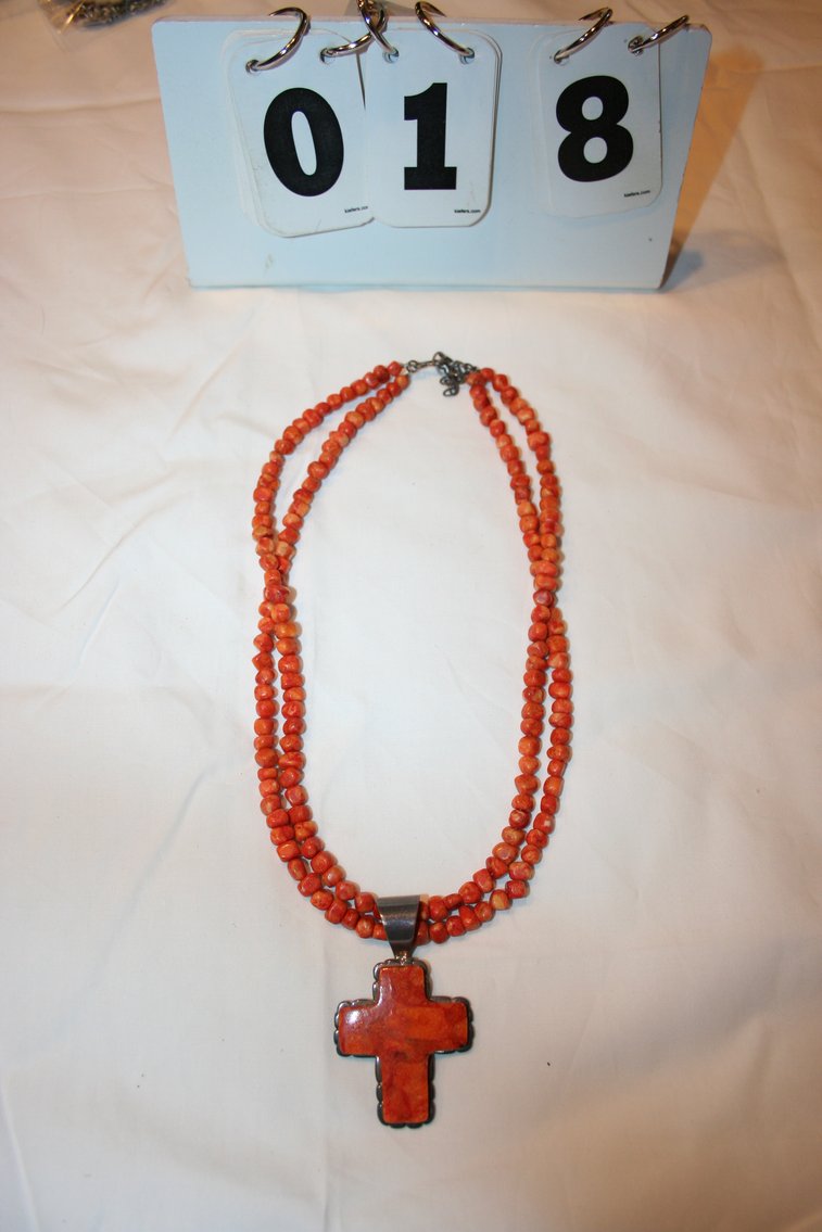 Image for Vintage Sterling Orange Jasper Necklace