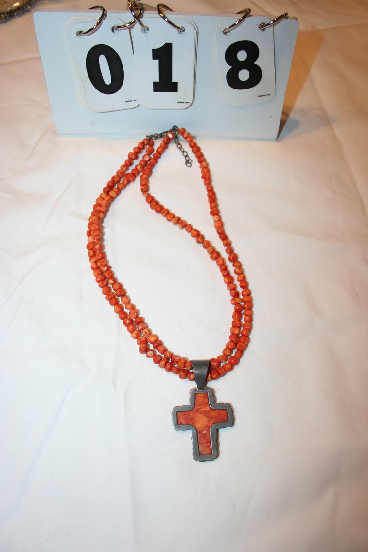 Image for Vintage Sterling Orange Jasper Necklace