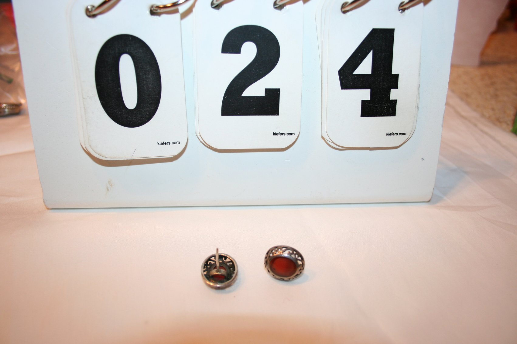 Image for Vintage Sterling Onyx Earrings