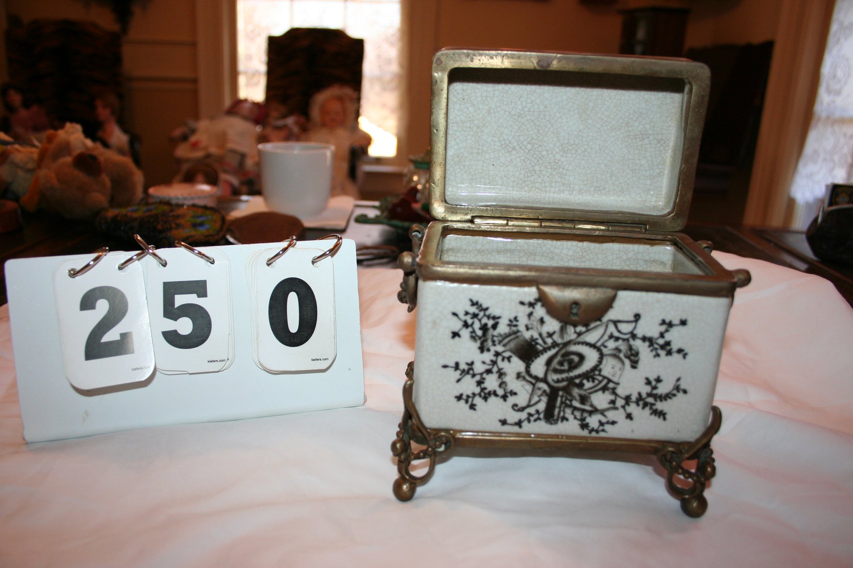 Image for Porcelain & Bronze Tea Caddy