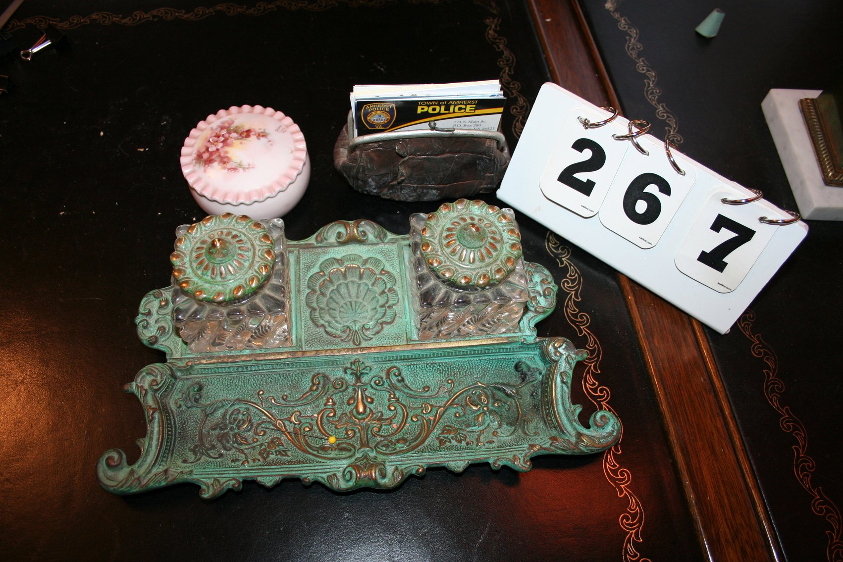 Image for Antique Brass Ink Well Set