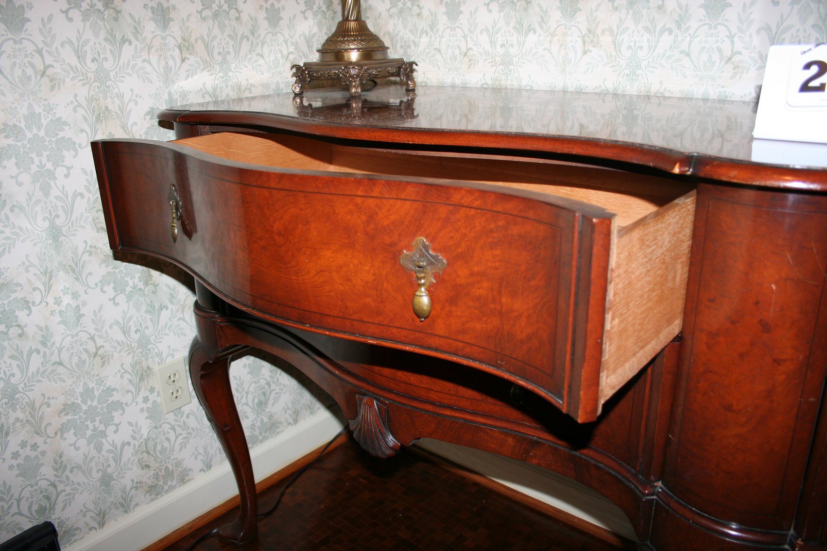 Image for Serpentine Burl Walnut Sideboard