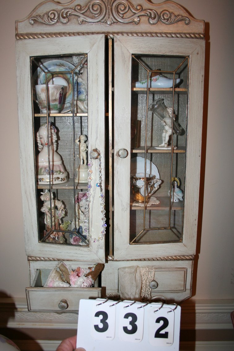 Image for Antique Porcelain Figurines & Cabinet