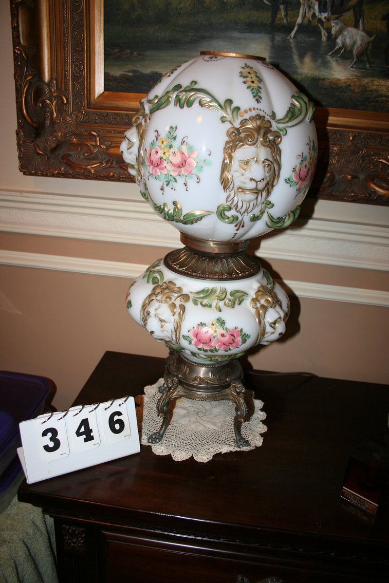 Image for Antique Lamp / Porcelain & Brass