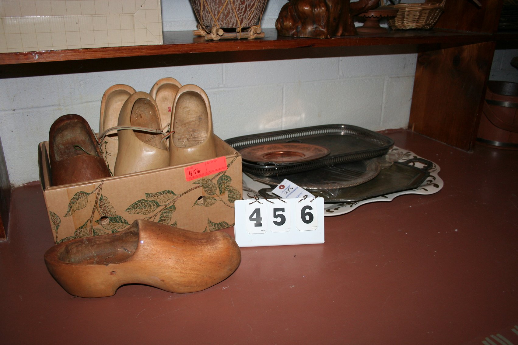 Image for Vintage Wooden Shoes / Silver Plate