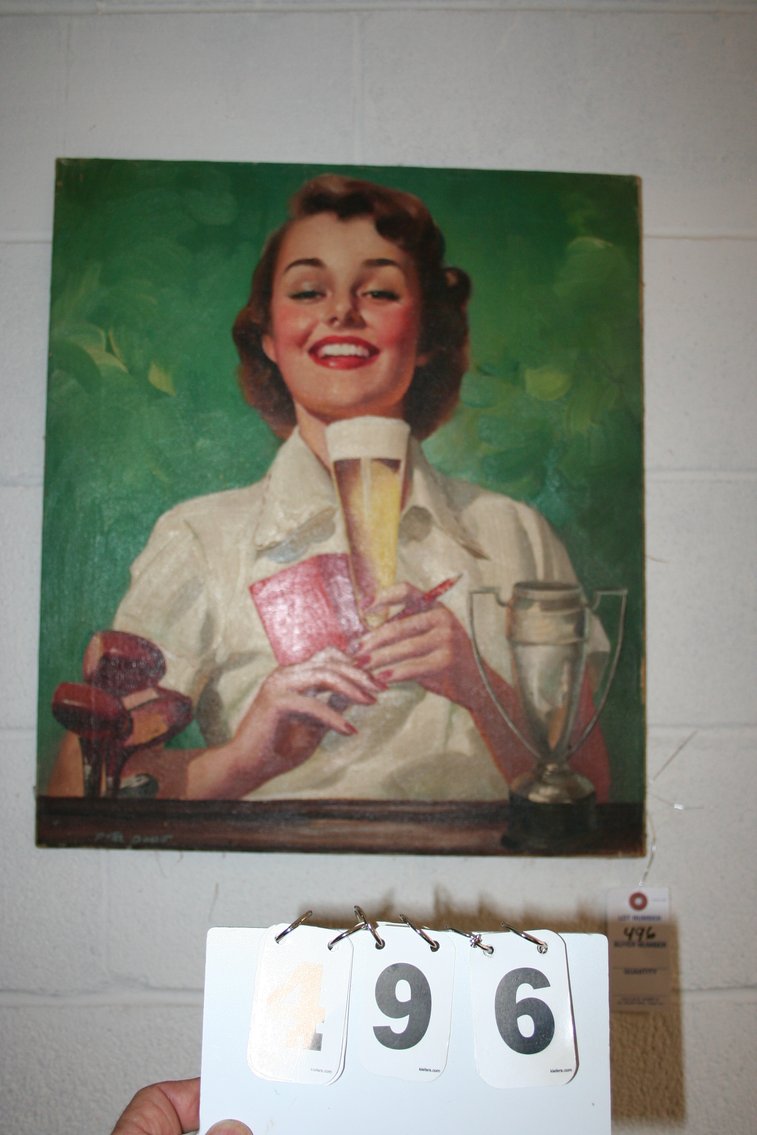 Image for Antique Beer Advertising Painting on Canvas