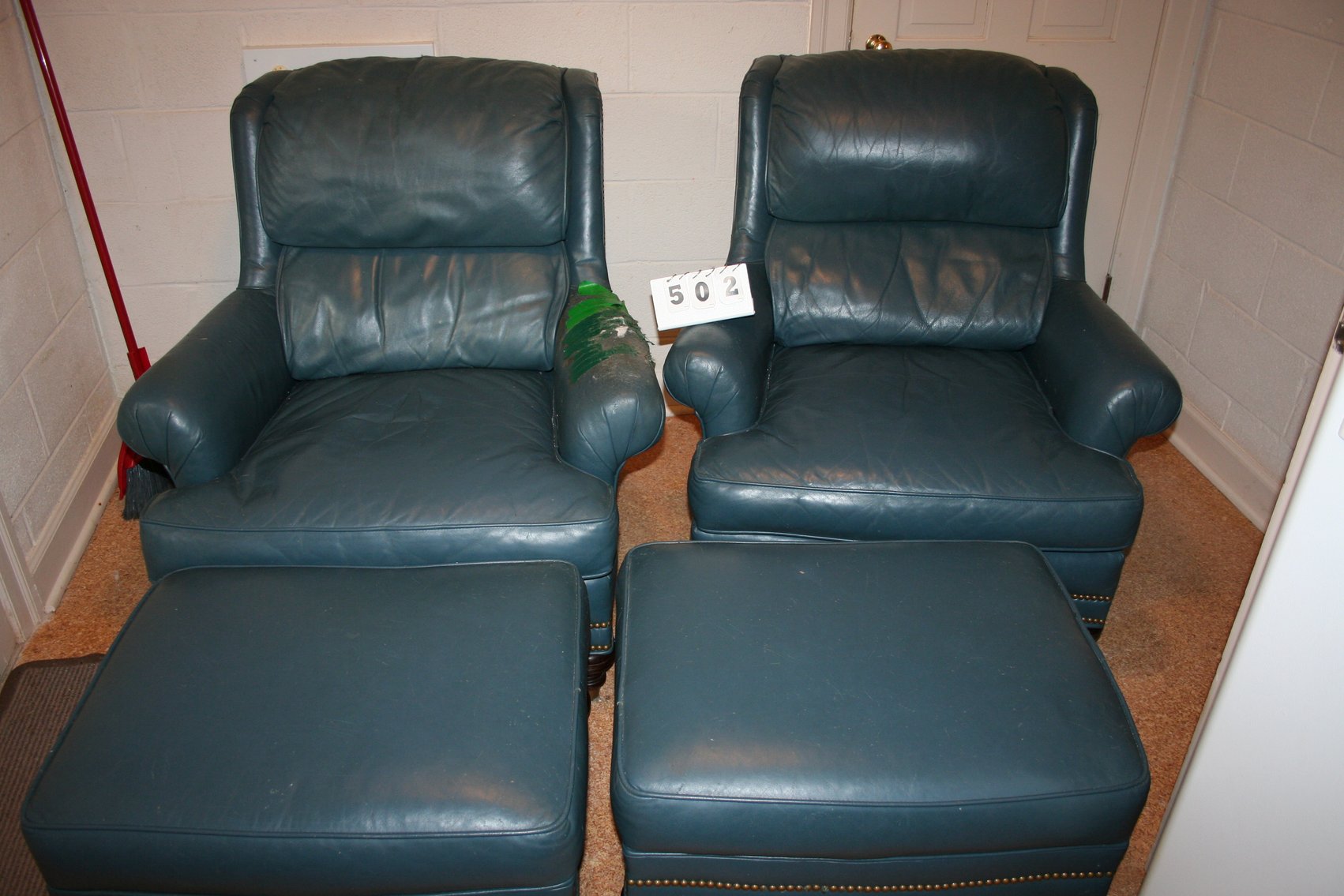 Image for Leather Chairs & Ottoman (2) Whittmore Sherrill