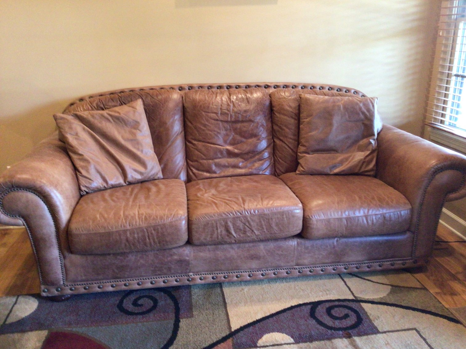 Image for Cowhide Sofa with Nailhead Trim