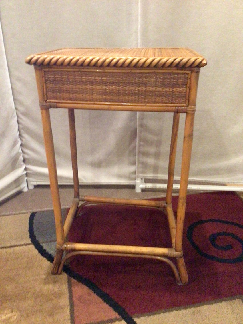 Image for Wicker and Bamboo Side Table