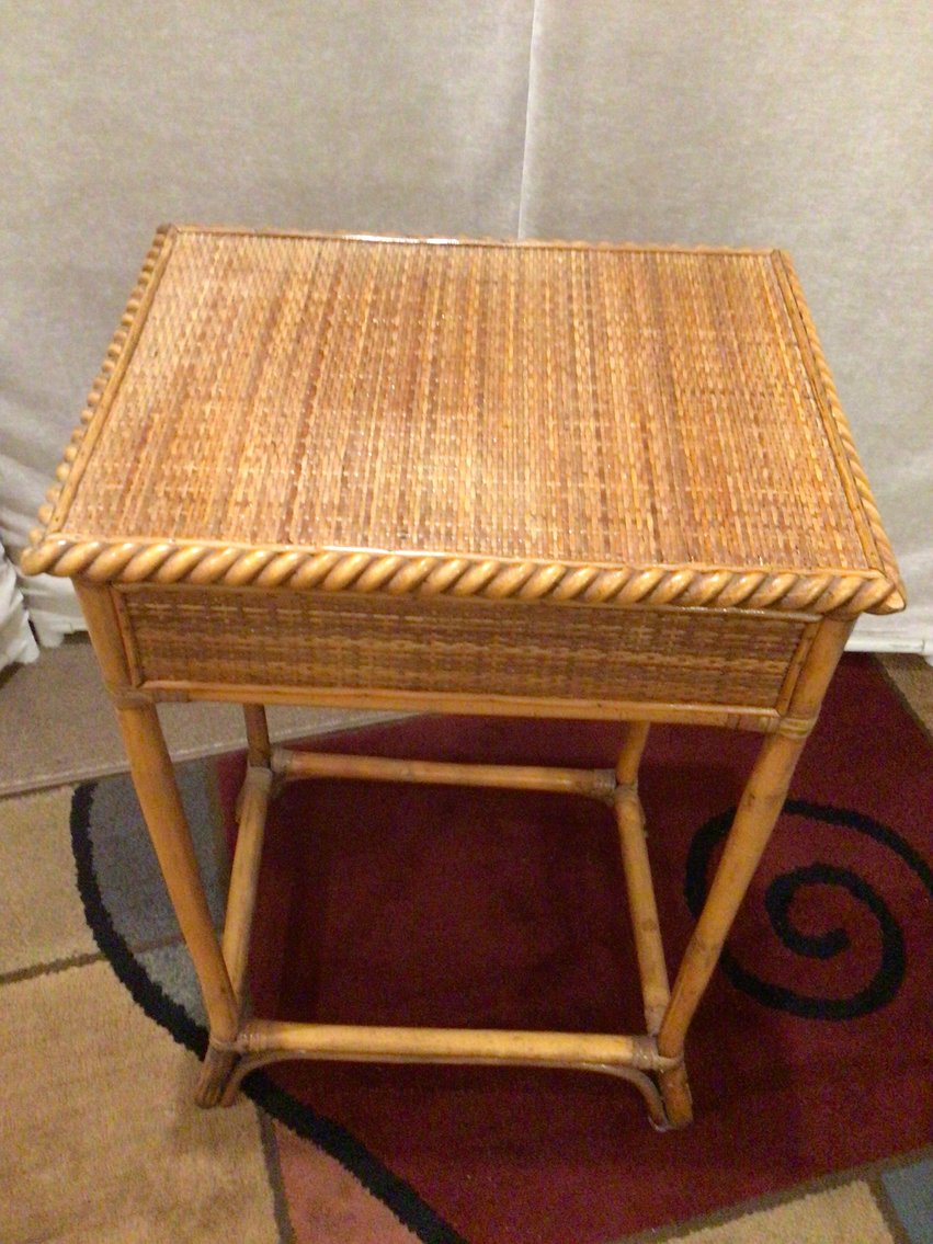 Image for Wicker and Bamboo Side Table