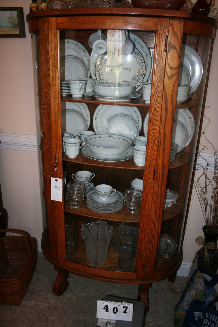 Image for Antique Oak Curved Glass China Cabinet (Only)