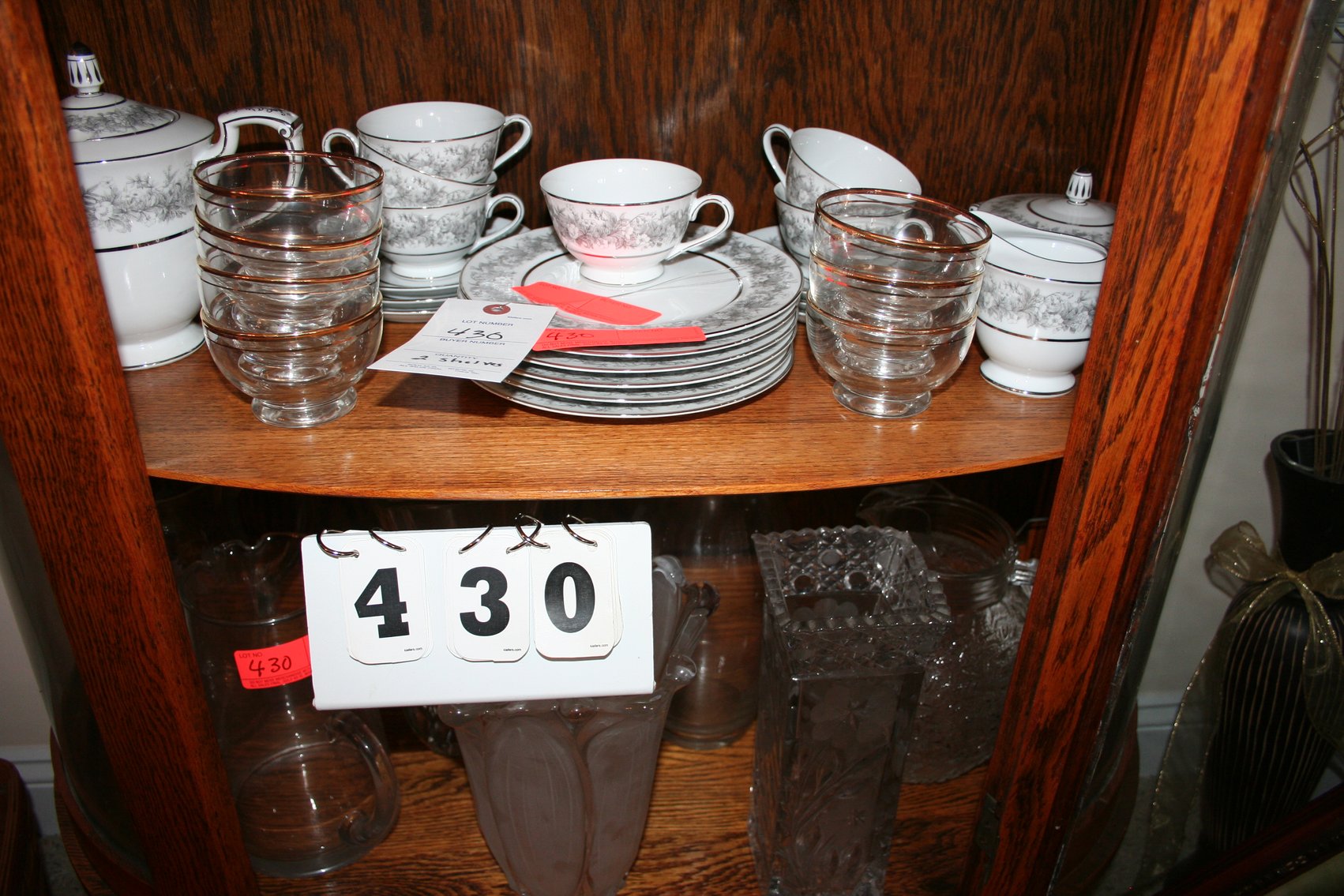 Image for 2 Shelves of Fine China & Misc Glass